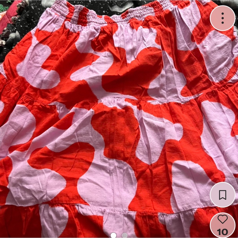 Red and pink tiered boho skirt